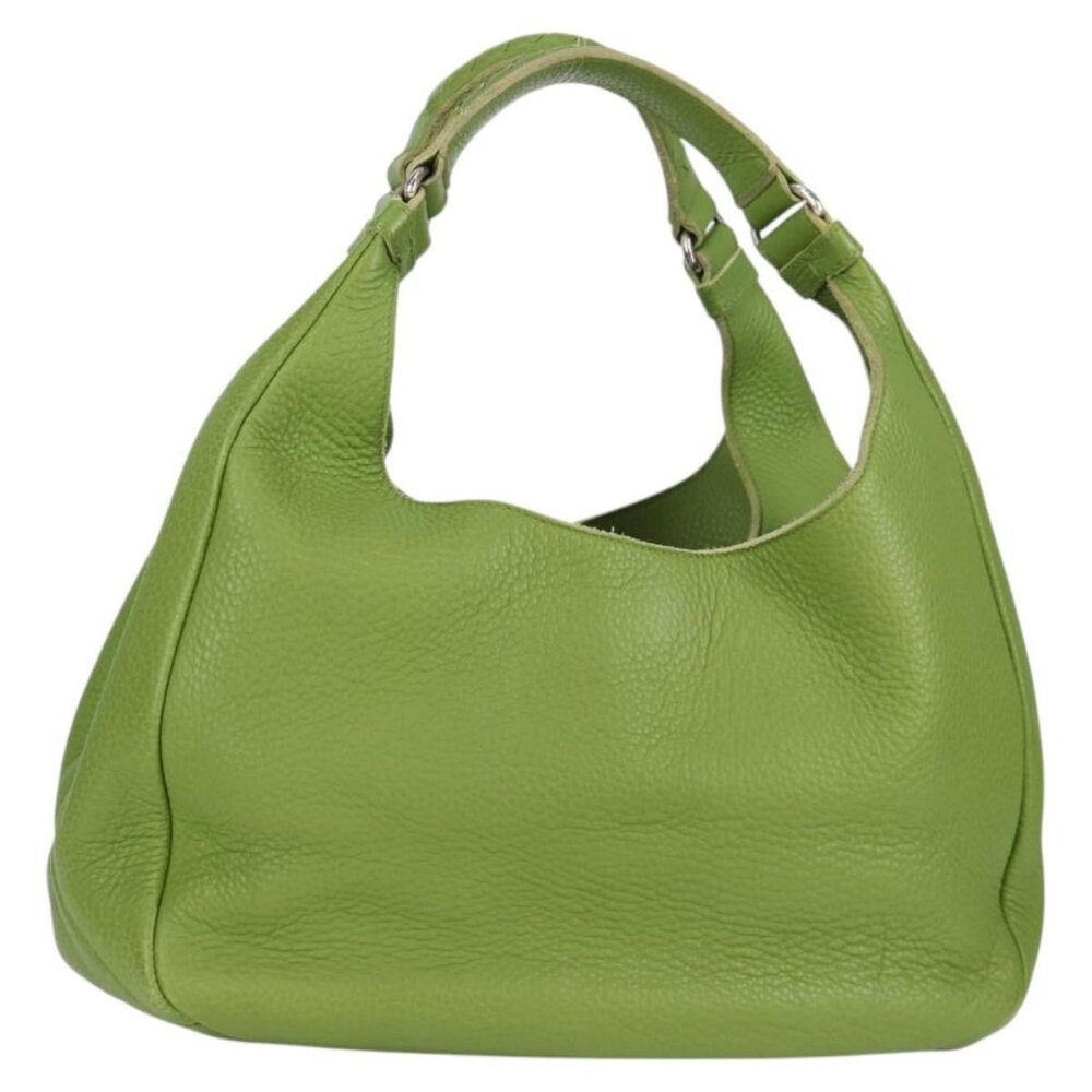 BOTTEGA VENETA Shoulder Bag Leather Green Silver Auth